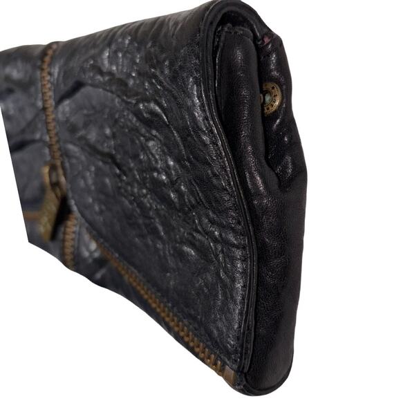 KOOBA Black Textured Leather Zipper Detail Clutch Purse Wristlet - Picture 5 of 8